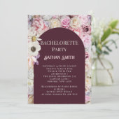 Elegante Mahogany Florale Bachelorette Einladung (Stehend Vorderseite)