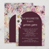 Elegante Mahogany Florale Bachelorette Einladung (Vorne/Hinten)