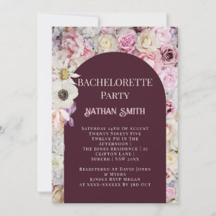Elegante Mahogany Florale Bachelorette Einladung
