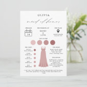 Elegante Maid of Honor Bridal Party Info Card Einladung (Stehend Vorderseite)