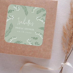 Elegante Maiglöckchen-Garten-Braut-Dusche Quadratischer Aufkleber