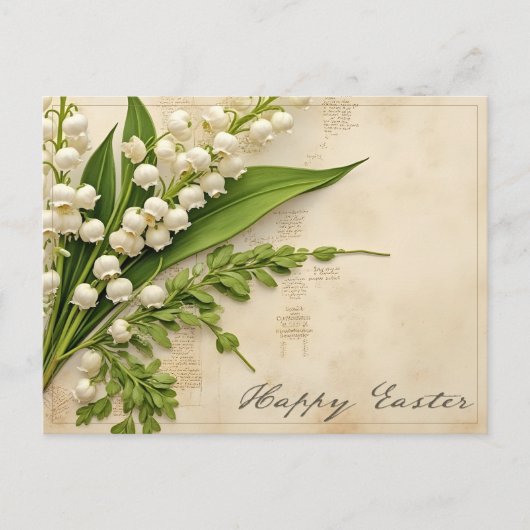 Elegante Maiglöckchen-Ostergrüße Postkarte (Vorderseite)