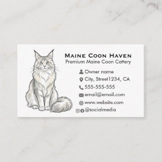 Elegante Maine Coon Katzenzucht Custom Visitenkarte