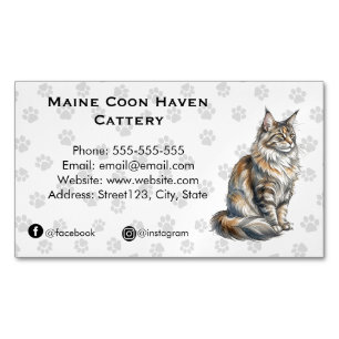 Elegante Maine-Coon-Katzenzucht-Watercolor individ Magnetische Visitenkarte