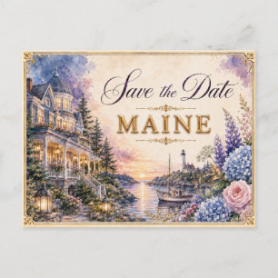 Elegante Maine Save-the-Date-Hochzeits-Einladung Postkarte