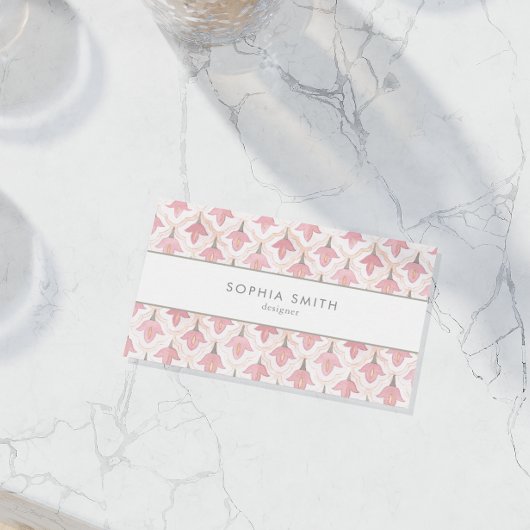 Elegante Majolica Wasserfarben Rosa Blumenstrauß Visitenkarte