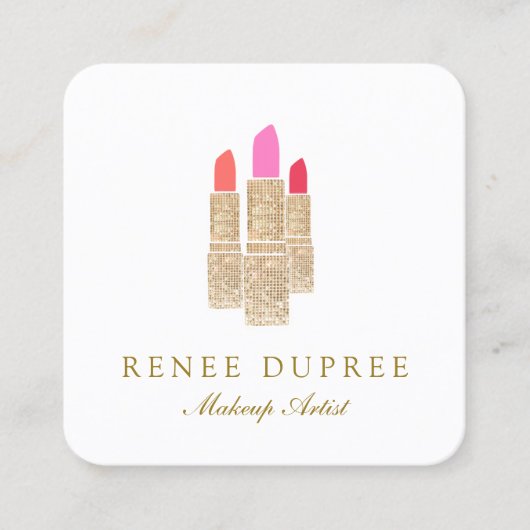 Elegante Makeup Artist Beauty Business Card Quadratische Visitenkarte (Vorderseite)