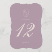 Elegante Malven-Pflaume ausgestanzte Tischnummer (Vorderseite)