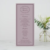 Elegante Malven-Pflaume-Hochzeitsprogrammkarte Einladung (Stehend Vorderseite)