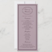 Elegante Malven-Pflaume-Hochzeitsprogrammkarte Einladung (Vorderseite)