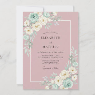 Elegante Malvenfarbene Botanische Hochzeit Einladung