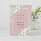 Elegante Malvenfarbene Botanische Hochzeit Einladung (Stehend Vorderseite)