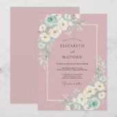 Elegante Malvenfarbene Botanische Hochzeit Einladung (Vorne/Hinten)