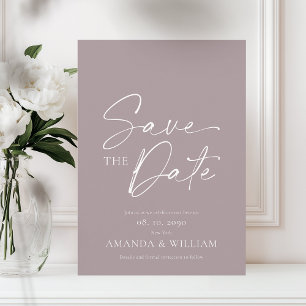 Elegante Malvenfarbene Florale Save-the-Date-Karte Save The Date