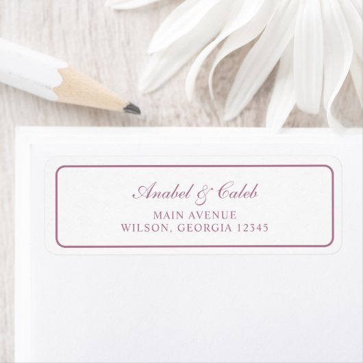Elegante Malvenfarbene Rahmen Hochzeit Rücksendead (Insitu)