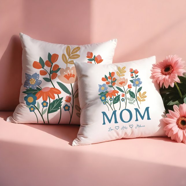 Elegante Mama Floral Blume Personalisiert Kissen (Elegant Mom Floral Flowers Personalized Throw Pillow)