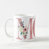 Elegante MAMA Rosa Glitzer Blumenzettel Kaffeetasse (Links)