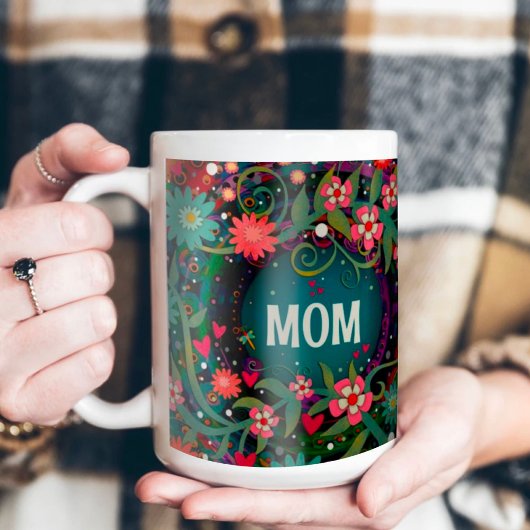 Elegante Mama Rosa grüne Blüteninspirivität Kaffeetasse