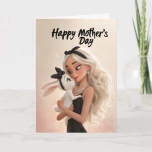 Elegante Mama und Babykaninchen Frohen Muttertag Karte