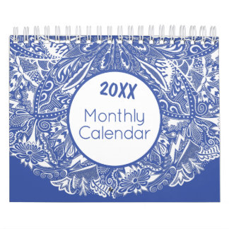 Elegante Mandala Art Colorful Blue Kalender