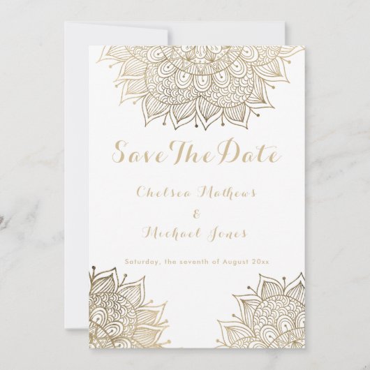 Elegante Mandala aus Weißgold Einladung (Vorderseite)