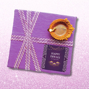 Elegante mandala diyas retroduale lila Diwali Quadratischer Aufkleber
