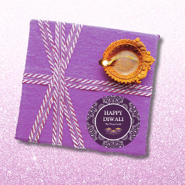 Elegante mandala diyas retroduale lila Diwali Runder Aufkleber