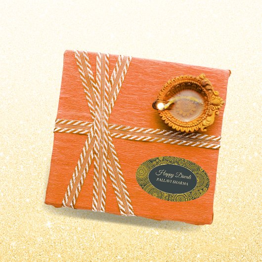 Elegante mandala diyas retrosus talli ovaler aufkleber