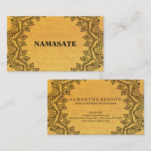 Elegante Mandala Namaste Gold Yoga Logo Kunst Visitenkarte (Vorne/Hinten)