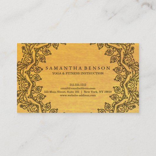 Elegante Mandala Namaste Gold Yoga Logo Kunst Visitenkarte (Rückseite)