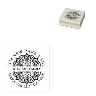 Elegante Mandala Rücksendeadresse Gummi Briefmarke Gummistempel