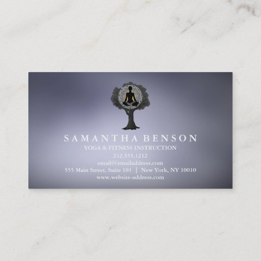 Elegante Mandala Yoga Pose Tree Logo Art Visitenkarte (Rückseite)