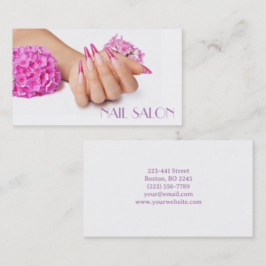 Elegante Maniküre nagel Nagelsalon Visitenkarte (Vorne/Hinten)