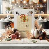 Elegante Manuskript-Dankeschön-Herbstlaub-Fotos Einladung