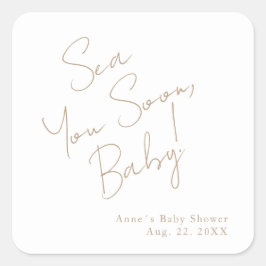 Elegante Mar Náutico Baby Shower Quadratischer Aufkleber