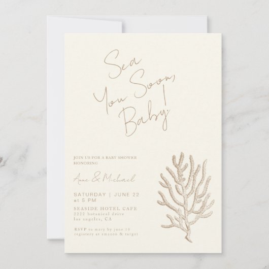 Elegante Mar Náutico Pronto Moda Baby Shower Einladung (Vorderseite)