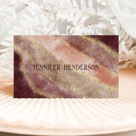 Elegante Marble Burgundy Pink Rose Gold Typografie Visitenkarte