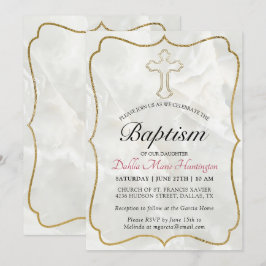 Elegante Marble Gold Baby Girls Taufe Einladung
