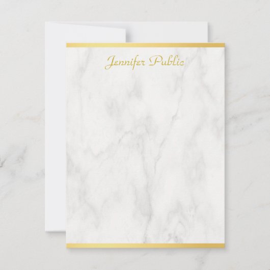 Elegante Marble Gold Handschrift Personalisiert Mitteilungskarte (Vorderseite)