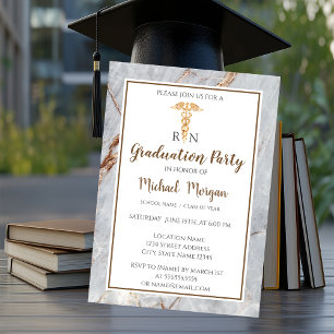 Elegante Marble Gold Nurse Graduation Party Einladung
