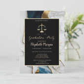 Elegante Marble Gold School Graduation Party Einladung (Stehend Vorderseite)