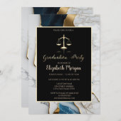 Elegante Marble Gold School Graduation Party Einladung (Vorne/Hinten)