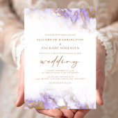 Elegante Marble Lavender Gold Wedding Einladung