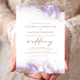 Elegante Marble Lavender Gold Wedding Einladung