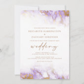 Elegante Marble Lavender Gold Wedding Einladung (Vorderseite)