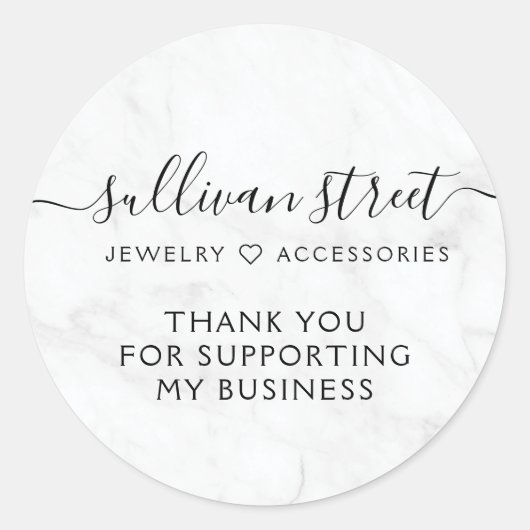 Elegante Marble Small Business Vielen Dank Runder Aufkleber (Vorderseite)