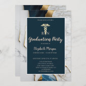 Elegante Marble Stone Gold Nurse Graduation Party Einladung (Vorne/Hinten)