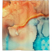 Elegante Marbled Abstrakt Art Orange & Blue Duschvorhang (Vorderseite)