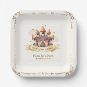 Elegante Märchenprinz Schloss Baby Shower Pappteller