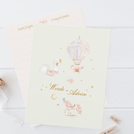 elegante Märchenwörter für Ratschläge Babydusche Begleitkarte